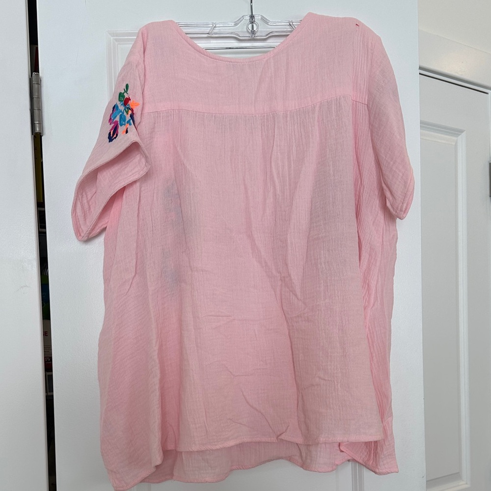 See and Be Seen Floral Embroidered Pink Blouse - Picture 7 of 7